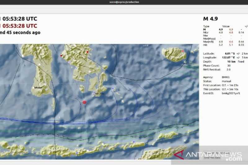 Awas Ini Ada Gempa Magnitudo 4,9 Guncang Wilayah Buton Selatan