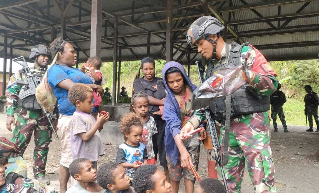 Batal Mengungsi Pasca Serangan OPM, Warga Kampung Pogapa Merasa Aman dengan Kehadiran Aparat Gabungan TNI Polri
