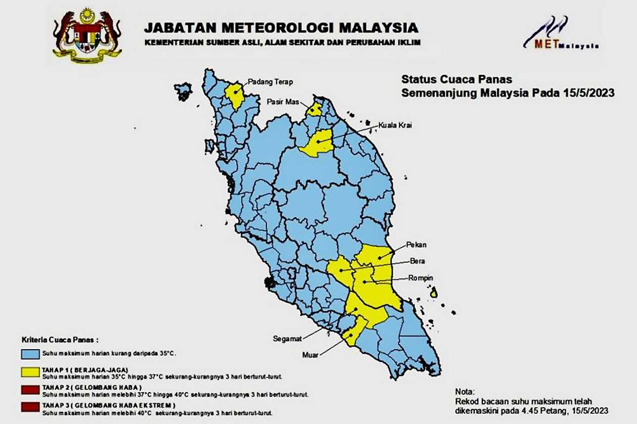 Beberapa Kawasan di Malaysia Berstatus Berjaga-jaga Suhu Panas