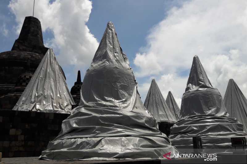 BKB Pertahankan Sementara Penutup Stupa Candi Borobudur