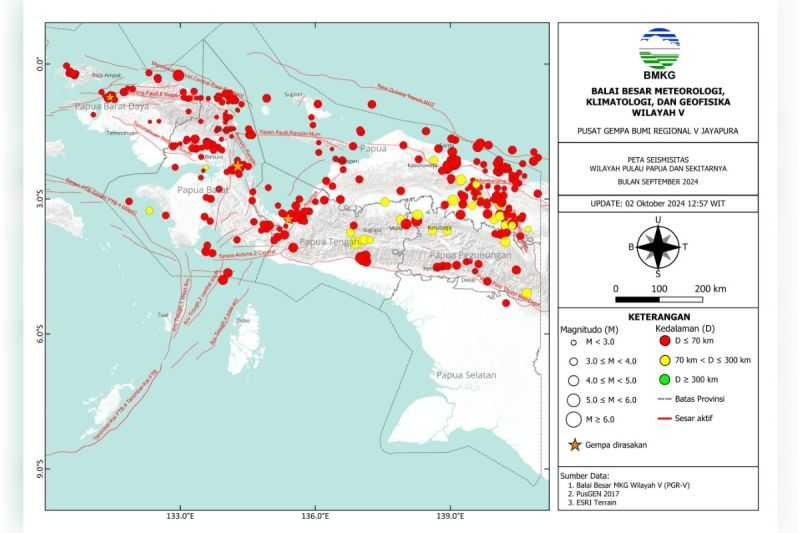 BMKG Catat 368 Gempa Bumi Terjadi di Tanah Papua Selama September 2024