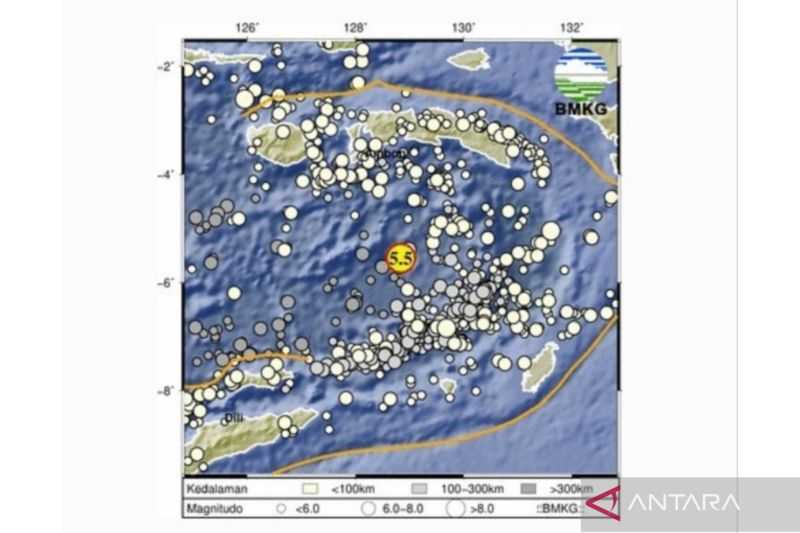 BMKG: Gempa Berkekuatan 5,5 Magnitudo Guncang Ambon