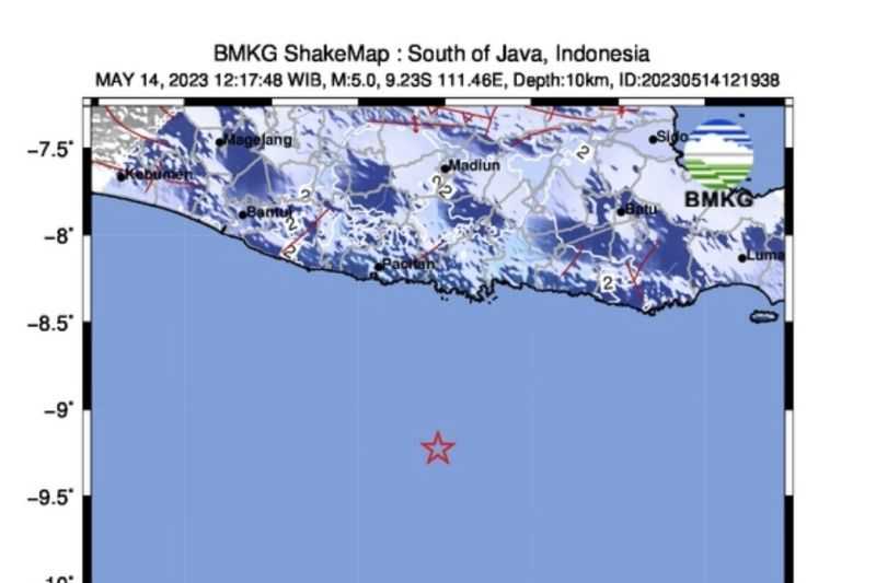 BMKG: Gempa Bermagnitudo 5 di Trenggalek Tak Berpotensi Tsunami