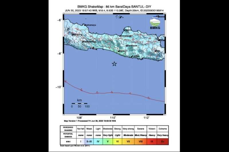 BMKG Nyatakan Gempa Magnitudo 6,4 Guncang Bantul