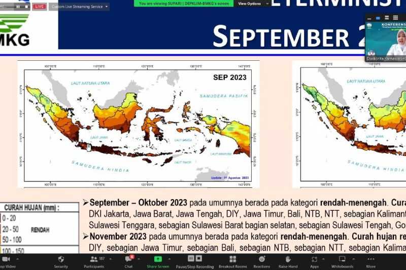 BMKG Paparkan 24 Zona Masuki Musim Hujan pada September 2023