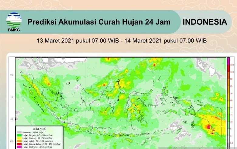 BMKG Prakirakan Hujan Lebat di Sejumlah Daerah di Indonesia