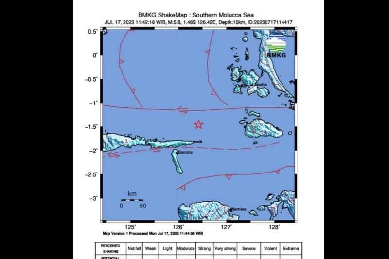 BMKG Sebut Gempa M 5,8 di Maluku Utara Akibat Deformasi Kerak Bumi