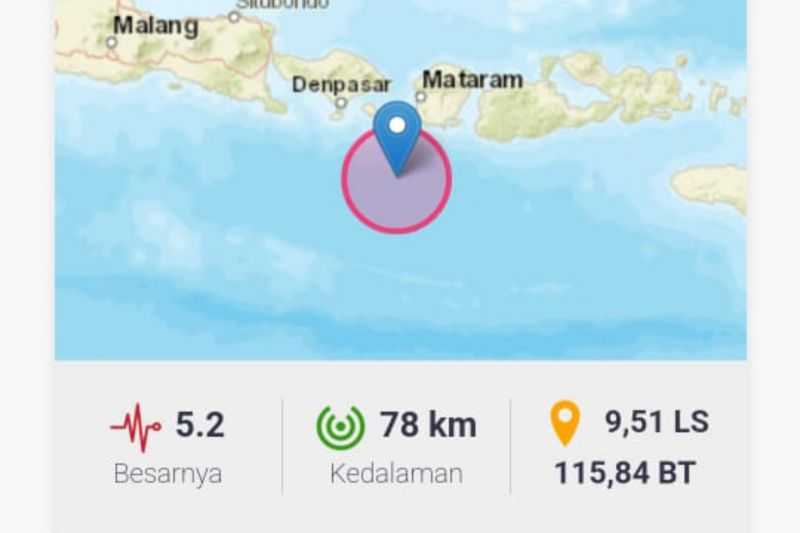 BMKG Sebut Gempa Magnitudo 5,2 Guncang Lombok NTB