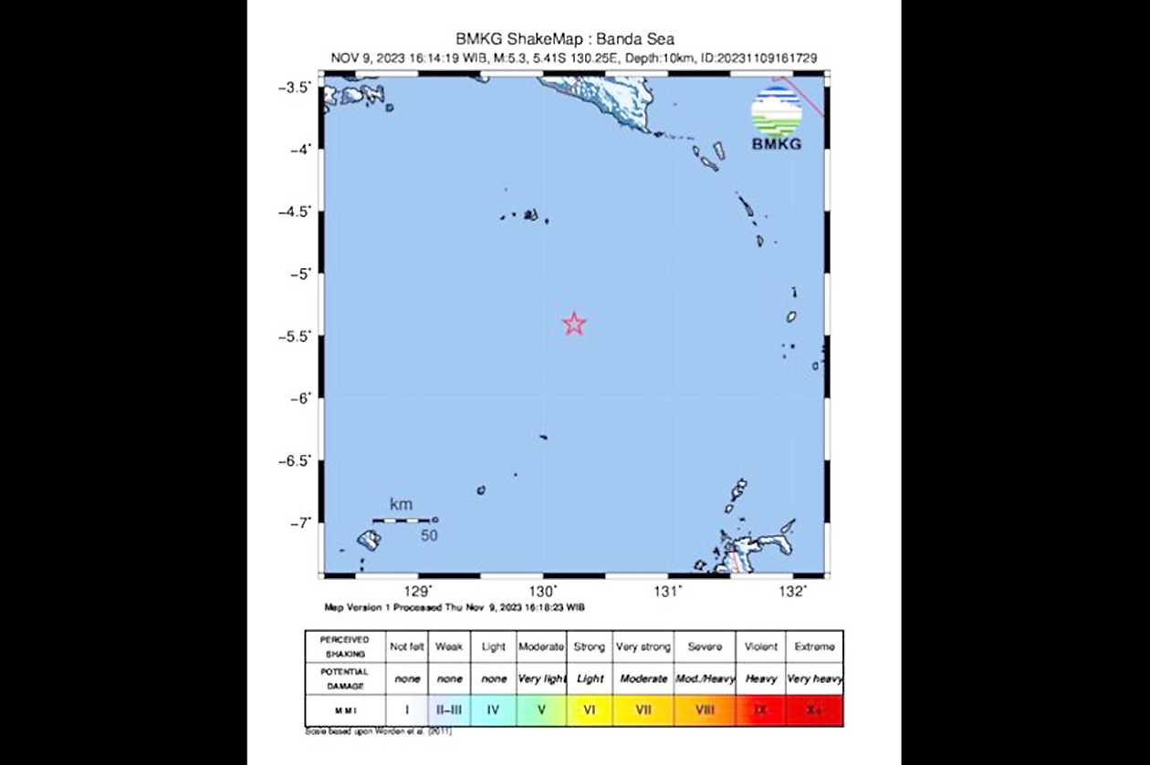 BMKG: Terjadi Gempa Magnitudo 5,3 Guncang Wilayah Laut Banda