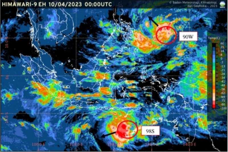 BMKG Ungkap Siklon Tropis 98S Bibit untuk Jadi Siklon Tropis Kategori Tinggi