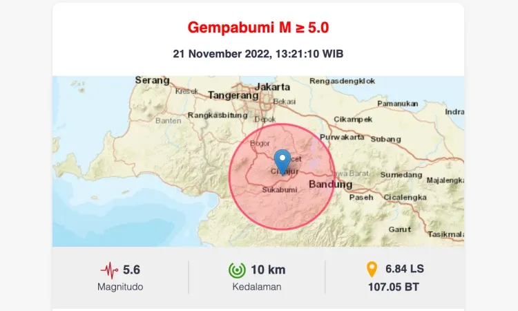 BREAKING NEWS: Gempa Bumi Magnitudo 5.6 Guncang Cianjur, Terasa Sampai Jakarta