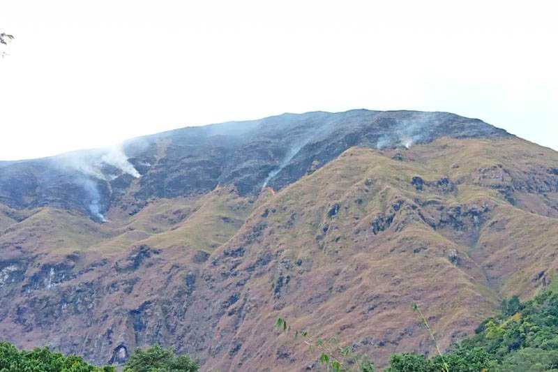 Bukit Anak Dara di kaki Gunung Rinjani Lombok terbakar