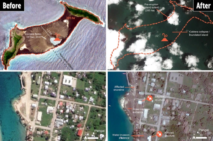 Citra Satelit Tunjukkan Kerusakan Akibat Letusan di Pasifik