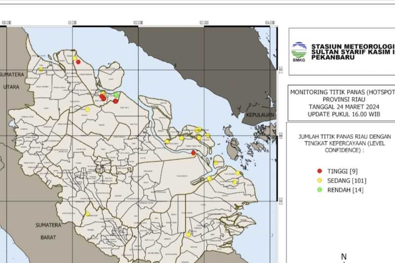 Data Terbaru, BMKG Deteksi 124 Titik Panas di Riau