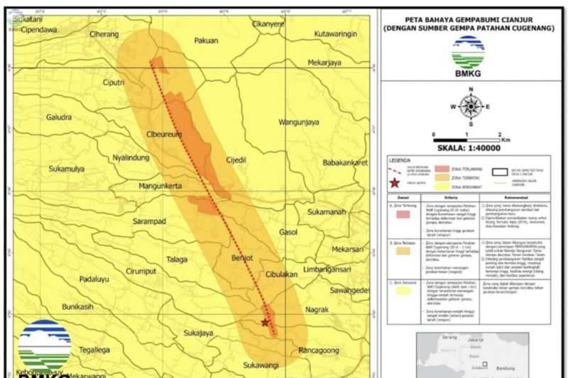 Data Terbaru, BMKG Terbitkan Peta Bahaya Gempa Cianjur Dipicu Patahan Cugenang