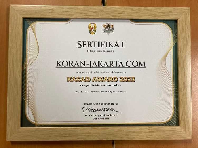 Di Kasad Award 2023, koran-jakarta.com Raih Nilai Tertinggi Kategori Solidaritas Internasional