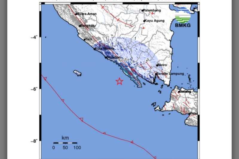 Gempa Berkekuatan 4,8 SR Guncang Pesisir Barat Lampung