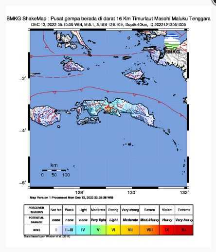 Gempa Berkekuatan M5,1 Kembali Guncang Maluku Tengah