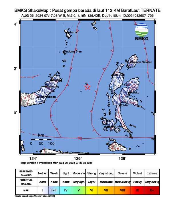 Gempa Berkekuatan M5 Guncang Ternate, Tidak Berpotensi Tsunami