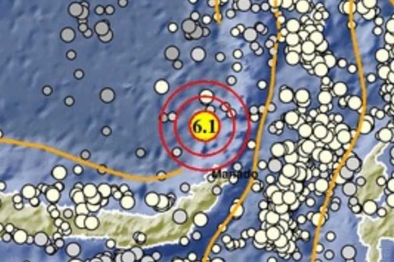 Gempa Berkekuatan M6,1 Terjadi di Barat Daya Kepulauan Sitaro Sulawesi Utara