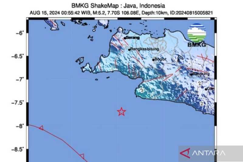 Gempa Bumi Berkekuatan 5,2 Magnitudo Guncang Banten