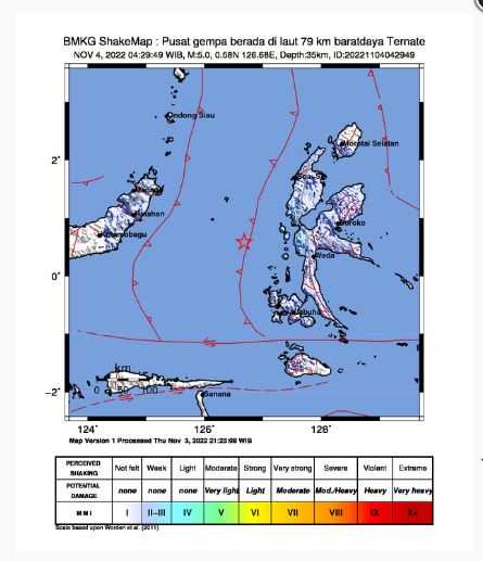 Gempa Cukup Kuat Berkekuatan M 5 Guncang Ternate