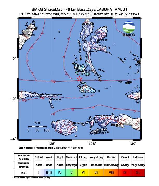 Gempa Dangkal Berkekuatan 5,1 Guncang Labuha Maluku Utara