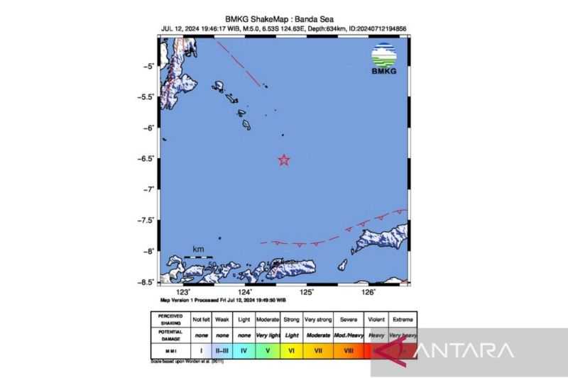Gempa dengan Magnitudo 5,0 Guncang Wakatobi Sultra