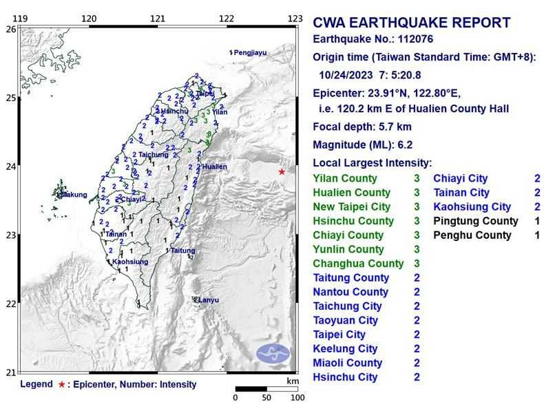 Gempa Kuat M6,2 Terjadi di Lepas Pantai Timur Taiwan