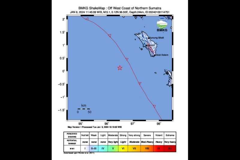 Gempa M5,1 Guncang Wilayah Barat Daya Nias