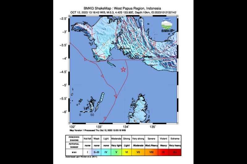 Gempa M5,3 Guncang Kaimana Papua Barat, Dipicu Aktivitas Sesar Tarera-Aiduna