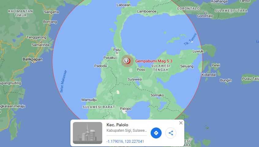 Gempa M5,3 Guncang Sigi Sulawesi Tengah