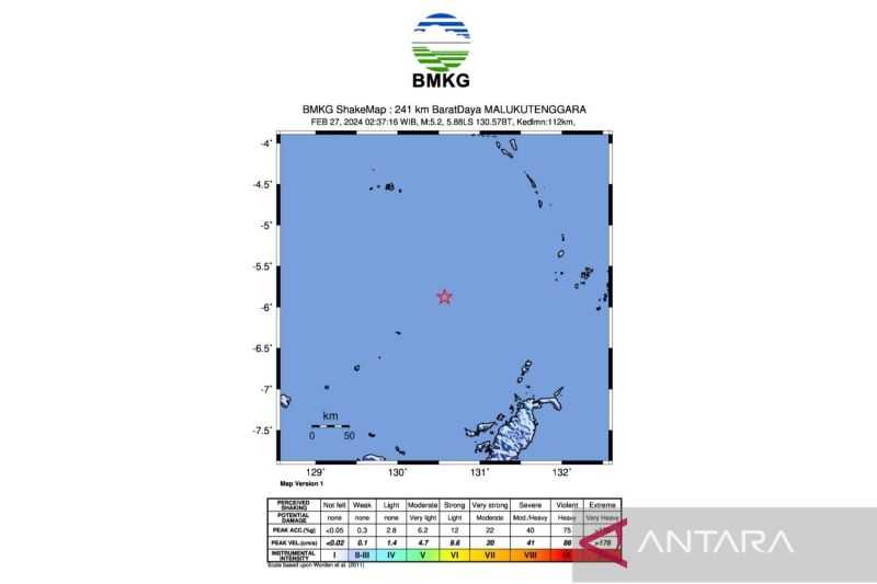 Gempa M5,4 Guncang Maluku, Dipicu Pergeseran Lempeng di Laut Banda