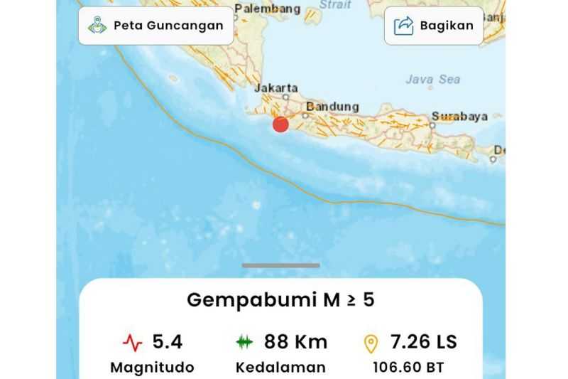 Gempa M5,4 Guncang Sukabumi, Warga Panik Keluar Rumah