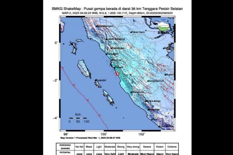 Gempa M5,6 di Lengayang Sumbar Terjadi Akibat Aktivitas Subduksi