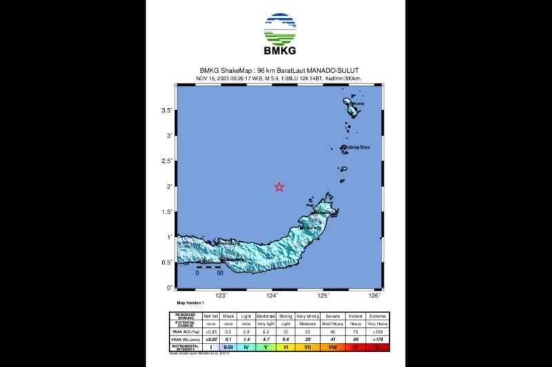 Gempa M5,9 Guncang Wilayah Laut Sulawesi Manado, Terasa hingga Tidore