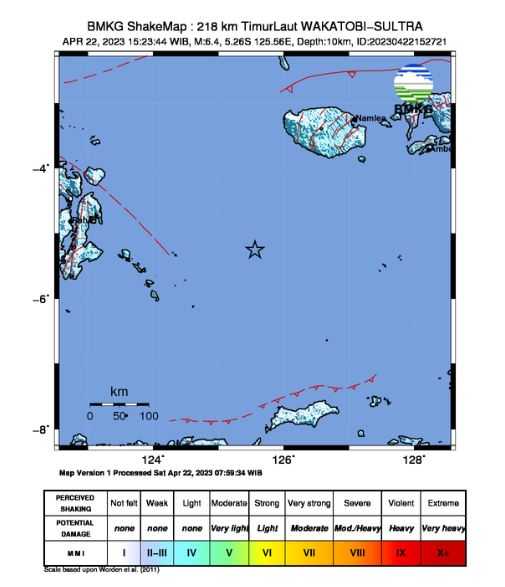 Gempa M6,4 Terjadi di Wakatobi Sulawesi Utara