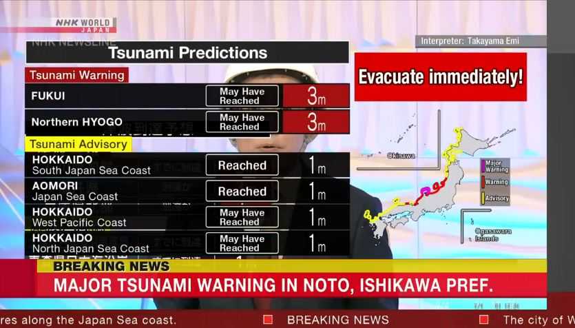 Gempa M7,4 di Jepang, Tsunami Pertama 1,2 Meter Landa Kota Wajima