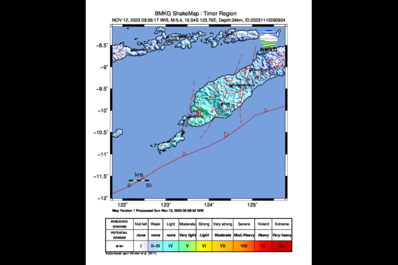 Gempa Magnitudo 5,4 Kupang Timbulkan Kerusakan Ringan