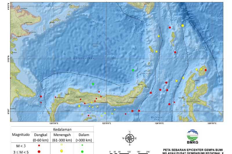 Geofisika Manado Catat 44 Gempa di Sulut