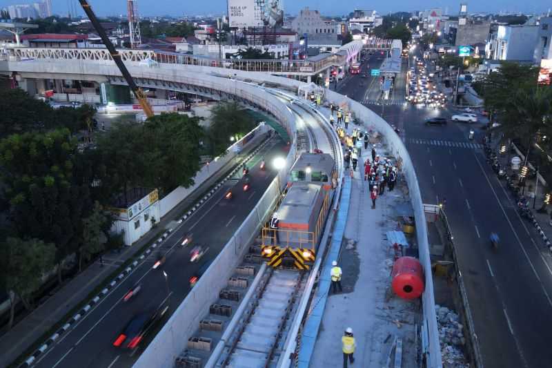 Jakpro Resmi Uji Coba Jalur LRT Stasiun Veledrome-Rawamangun