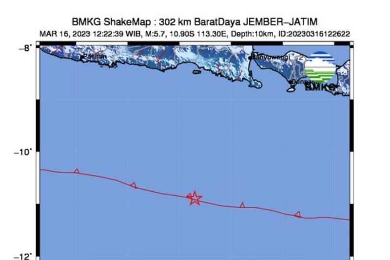 Jember Diguncang Gempa Bumi Bermagnitudo 5,7, tapi Tidak Berpotensi Tsunami