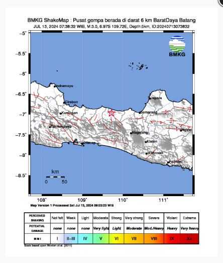 Kabupaten Batang Kembali Diguncang Gempa Bumi M3,0