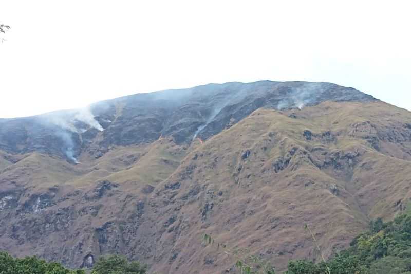 Kawasan Bukit di Kaki Gunung Rinjani Lombok Terbakar