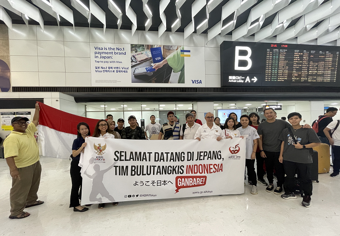 KBRI Tokyo Sambut Kedatangan Tim Bulu Tangkis Indonesia untuk Kejuaraan Japan Open 2023
