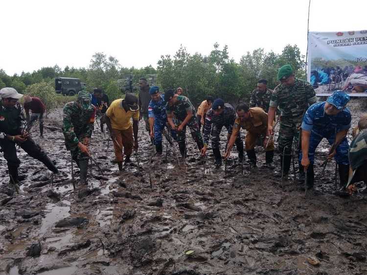 Kodim Mimika Bersama Satuan TNI-Polri Gelar Penanaman Mangrove