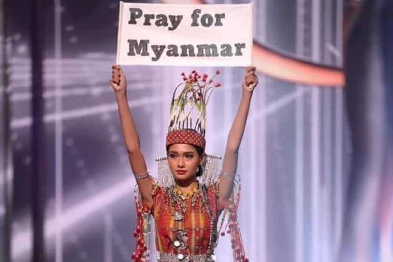 Kontestan Miss Universe Myanmar Dukung Prodemokrasi