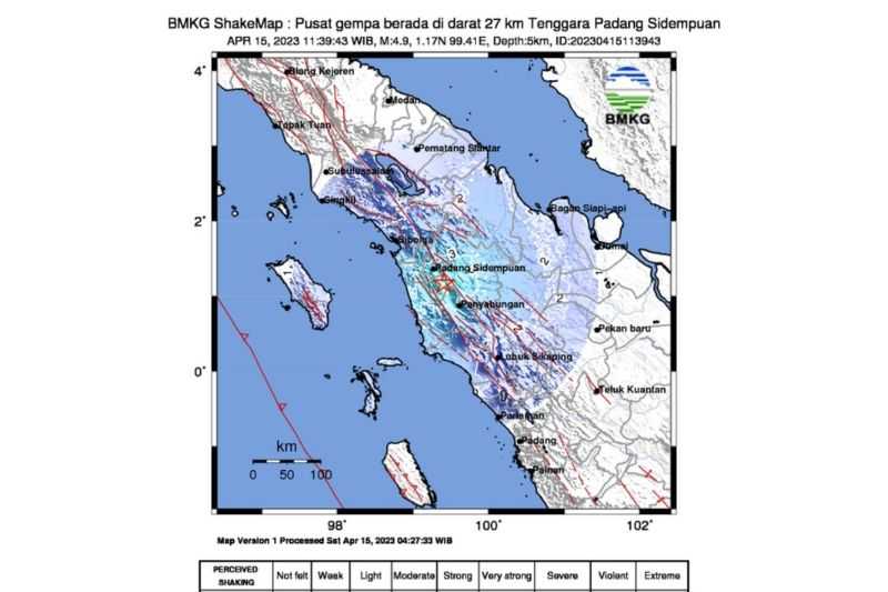 Kota Padang Sidempuan Diguncang Gempa 5,3 Magnitudo Kamis Malam