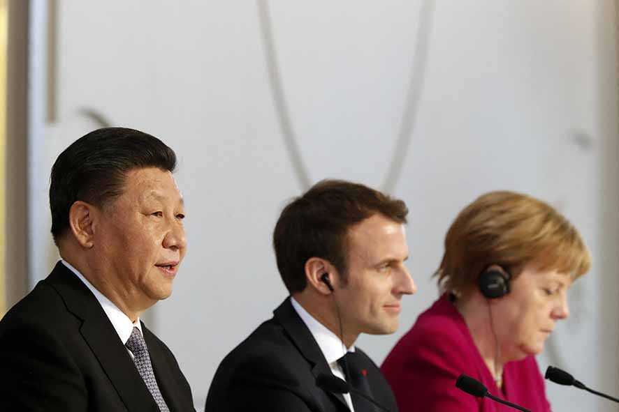 Macron dan Merkel Bahas Isu HAM dengan Xi