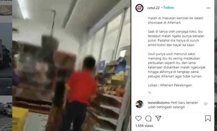 Minum Dan Tak Bayar di Supermarket, Seorang Wanita Ancam Punya Kerabat Polisi